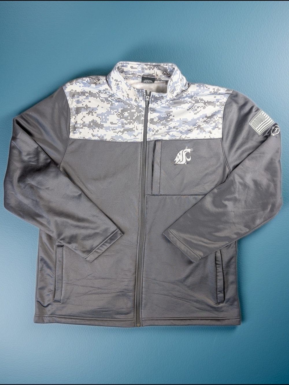 Colosseum Washington‎ State Cougars OHT Jacket Men's XL Camo Grey Zipper Pockets